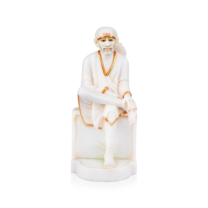 Saibaba Statue - 12 x 6 Inches | Marble Murti/ Sai Baba Vigraham/ Painted Saibaba Idol for Pooja