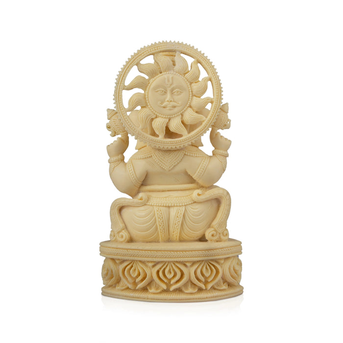 Ganesh Murti Sitting On Chowki - 9 x 5 Inches | Marble Dust Murti/ Ganpati Murti/ Vinayaka Statue for Pooja - Fibre Murties