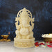 Ganesh Murti Sitting On Chowki - 9 x 5 Inches | Marble Dust Murti/ Ganpati Murti/ Vinayaka Statue for Pooja - Fibre Murties