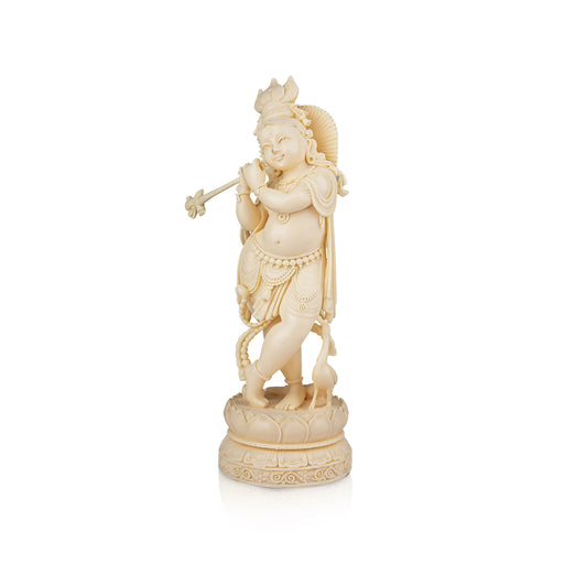 Krishna Murti - 12 x 3.5 Inches | Marble Dust Murti/ Krishna Statue for Pooja - Fibre Murties