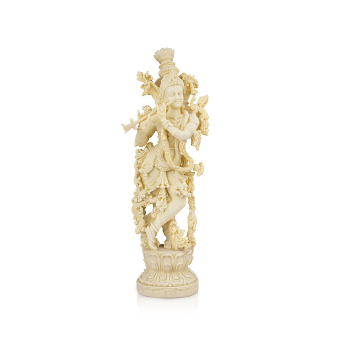 Krishna Murti - 15 x 4 Inches | Marble Dust Murti/ Standing Krishna Statue for Pooja