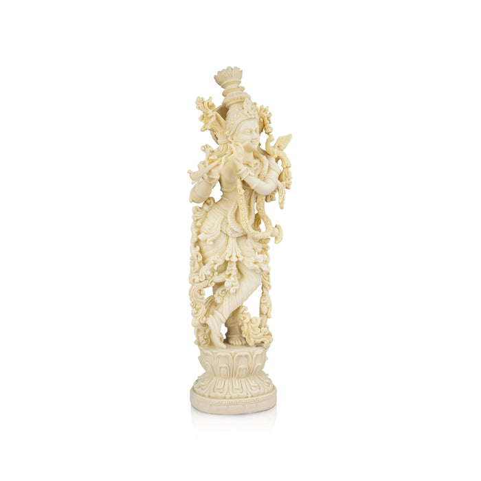 Krishna Murti - 15 x 4 Inches | Marble Dust Murti/ Standing Krishna Statue for Pooja