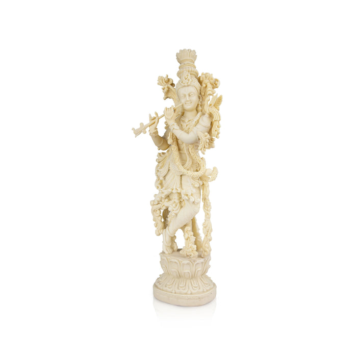 Krishna Murti - 15 x 4 Inches | Marble Dust Murti/ Standing Krishna Statue for Pooja