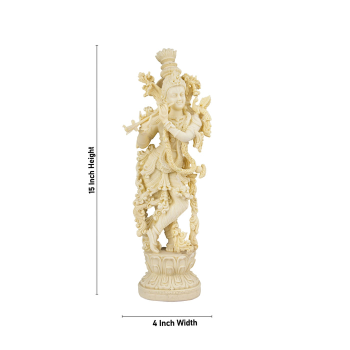 Krishna Murti - 15 x 4 Inches | Marble Dust Murti/ Standing Krishna Statue for Pooja