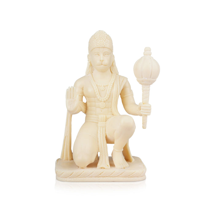 Anjaneya Statue - 7 x 4 Inches | Marble Dust Murti/ Sitting Hanuman Statue for Pooja