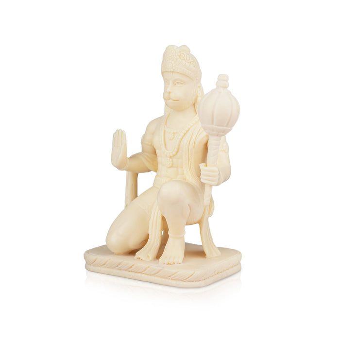 Anjaneya Statue - 7 x 4 Inches | Marble Dust Murti/ Sitting Hanuman Statue for Pooja