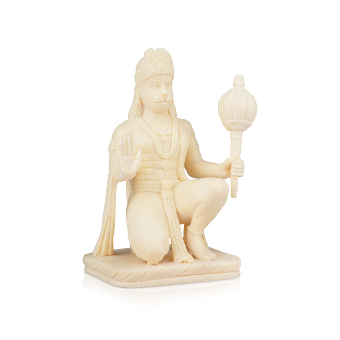 Anjaneya Statue - 7 x 4 Inches | Marble Dust Murti/ Sitting Hanuman Statue for Pooja