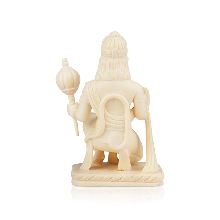 Anjaneya Statue - 7 x 4 Inches | Marble Dust Murti/ Sitting Hanuman Statue for Pooja