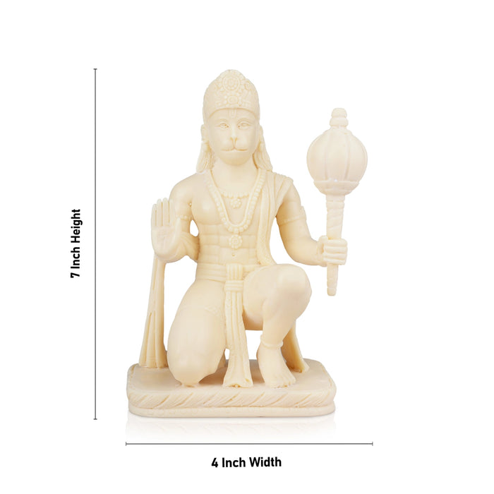 Anjaneya Statue - 7 x 4 Inches | Marble Dust Murti/ Sitting Hanuman Statue for Pooja