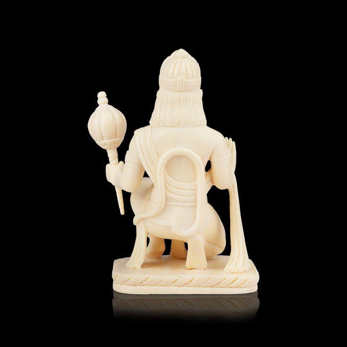 Anjaneya Statue - 7 x 4 Inches | Marble Dust Murti/ Sitting Hanuman Statue for Pooja