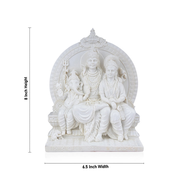 Shiv Family Murti - 8 x 6.5 Inches | Marble Dust Murti/ Shiva Family Statue/ Lord Shiva Family Idol for Pooja - Fibre Murties
