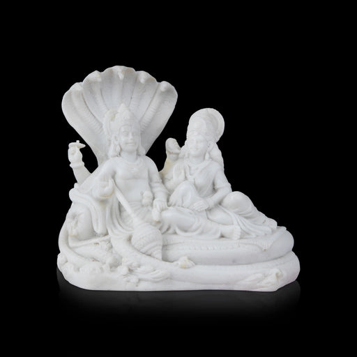 Laxmi Vishnu Murti - 8 x 6.5 Inches | Marble Dust Murti/ Lakshmi Vishnu Idol for Pooja - Fibre Murties