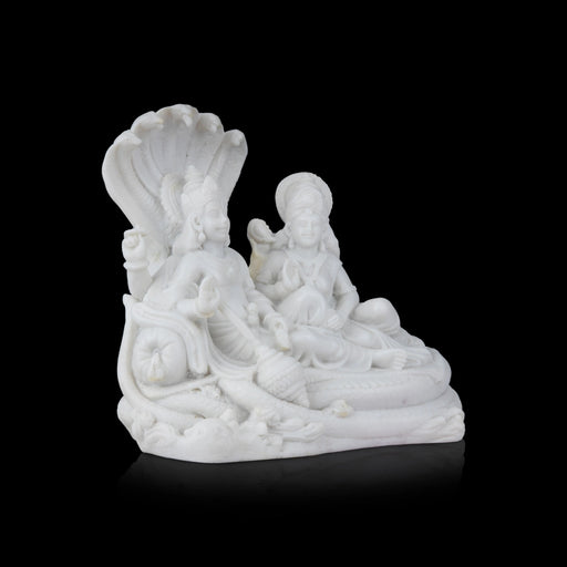 Laxmi Vishnu Murti - 8 x 6.5 Inches | Marble Dust Murti/ Lakshmi Vishnu Idol for Pooja - Fibre Murties