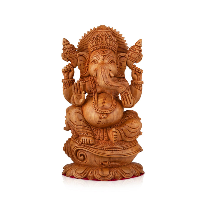 Ganesh Murti - 8 x 4.5 Inches | Wooden Statue/ Ganpati Murti/ Vinayaka Statue for Pooja