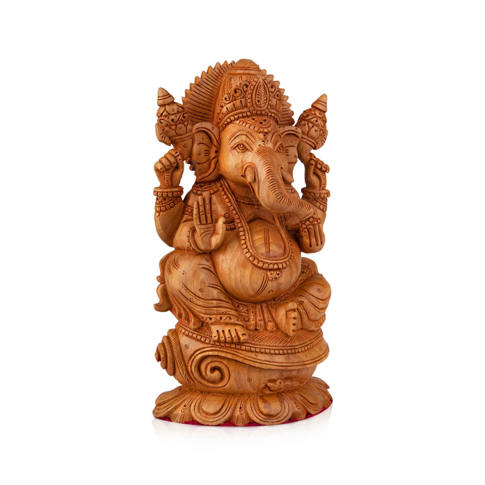 Ganesh Murti - 8 x 4.5 Inches | Wooden Statue/ Ganpati Murti/ Vinayaka Statue for Pooja