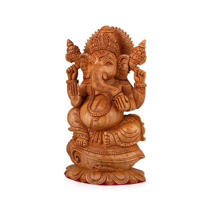 Ganesh Murti - 8 x 4.5 Inches | Wooden Statue/ Ganpati Murti/ Vinayaka Statue for Pooja