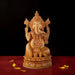 Ganesh Murti Sitting On Kamal Flower - 16 x 9 Inches | Wooden Statue/ Ganpati Murti/ Vinayaka Statue for Pooja - Wooden Murties