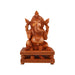 Ganesh Murti Sitting On Double Chowki - 12 x 8.5 Inches | Wooden Statue/ Ganpati Murti/ Vinayaka Statue for Pooja - Wooden Murties