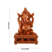 Ganesh Murti Sitting On Double Chowki - 12 x 8.5 Inches | Wooden Statue/ Ganpati Murti/ Vinayaka Statue for Pooja - Wooden Murties