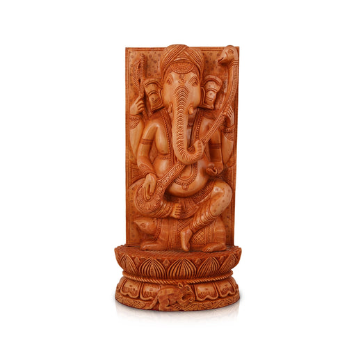 Ganesh Murti - 16 x 9 Inches | Wooden Statue/ Double Side Ganapati Idol/ Vinayagar Statue for Pooja - Wooden Murties