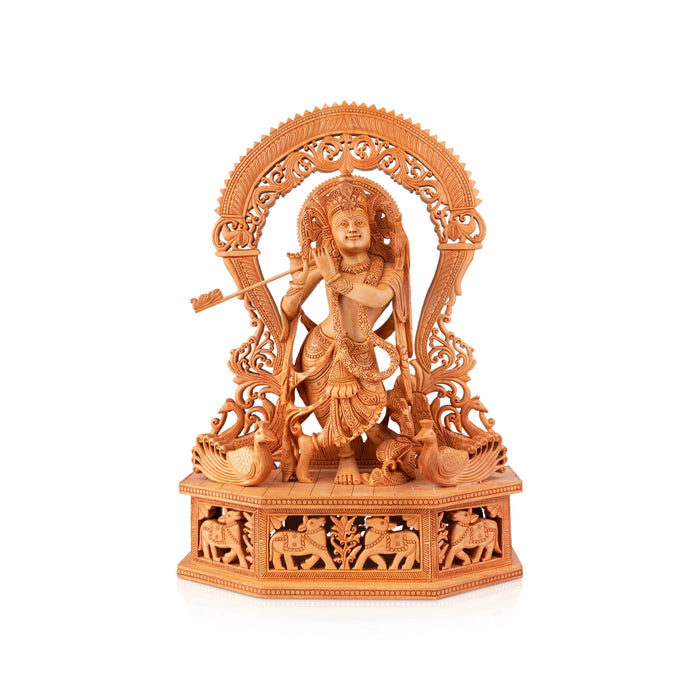 Krishna Murti - 20 x 14 Inches | Wooden Statue/ Krishna Statue/ Krishna Idol for Pooja