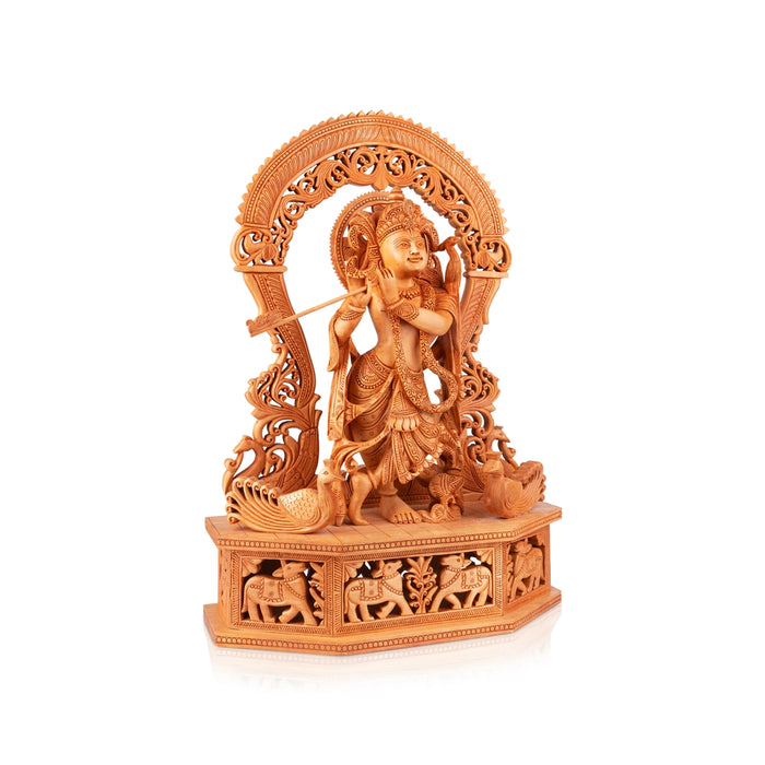 Krishna Murti - 20 x 14 Inches | Wooden Statue/ Krishna Statue/ Krishna Idol for Pooja