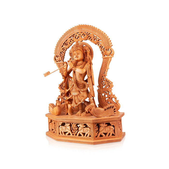 Krishna Murti - 20 x 14 Inches | Wooden Statue/ Krishna Statue/ Krishna Idol for Pooja