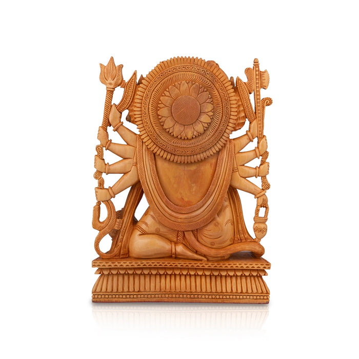 Panchmukhi Hanuman Statue - 12 x 9 Inches | Wooden Statue/ Panchamukhi Hanuman Murti for Pooja/ 1.345 Kgs - Wooden Murties