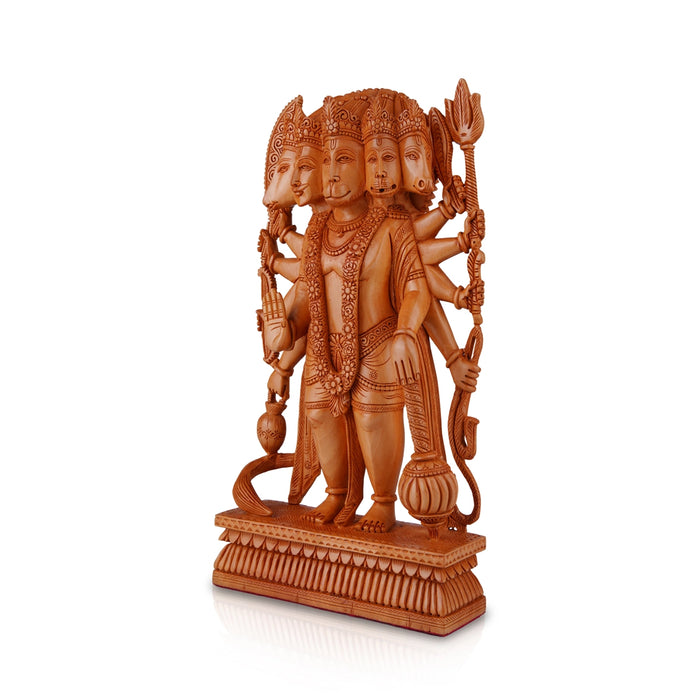 Panchmukhi Hanuman Statue - 12 x 6 Inches | Wooden Statue/ Standing Panchamukhi Hanuman Murti for Pooja - Wooden Murties