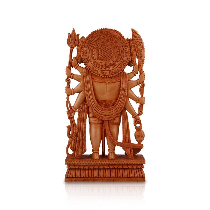 Panchmukhi Hanuman Statue - 12 x 6 Inches | Wooden Statue/ Standing Panchamukhi Hanuman Murti for Pooja - Wooden Murties