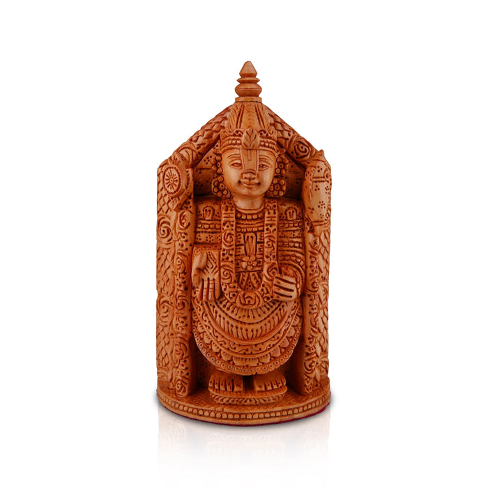 Tirupati Balaji Murti - 6 x 3.5 Inches | Wooden Statue/ Standing Balaji Idol/ Lord Balaji Statue for Pooja - Wooden Murties