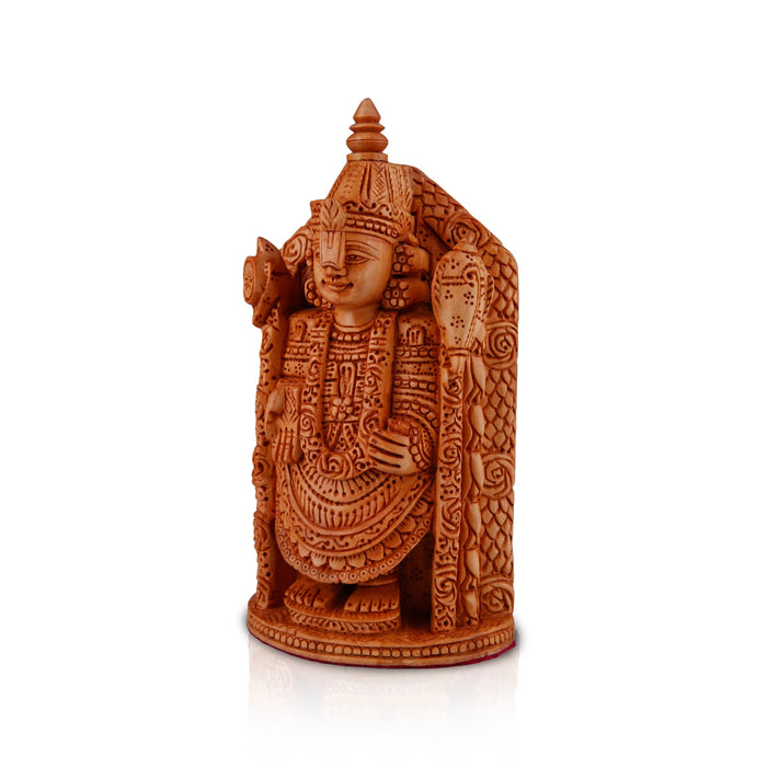 Tirupati Balaji Murti - 6 x 3.5 Inches | Wooden Statue/ Standing Balaji Idol/ Lord Balaji Statue for Pooja - Wooden Murties