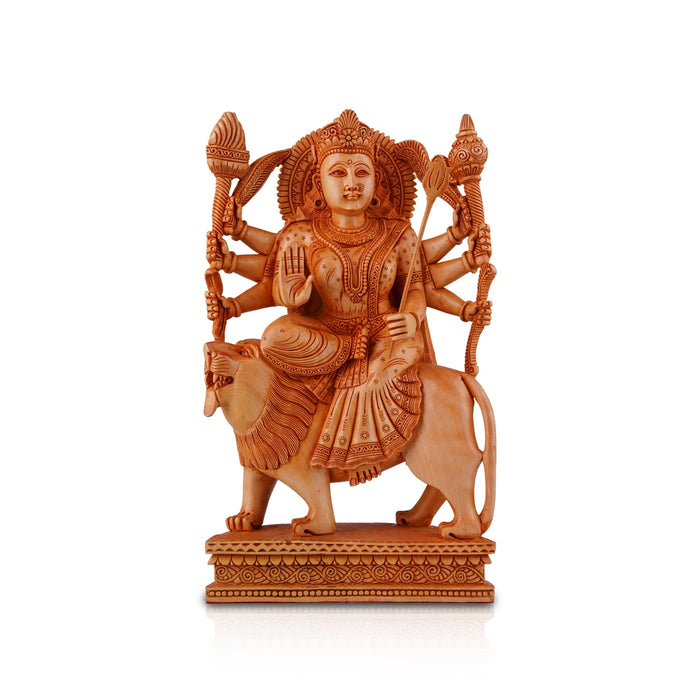 Durga Murti - 10 x 7.5 Inches | Wooden Statue/ Durga Idol/ Durga Statue for Pooja - Wooden Murties