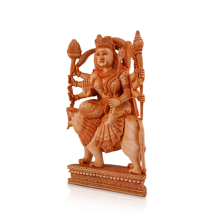 Durga Murti - 10 x 7.5 Inches | Wooden Statue/ Durga Idol/ Durga Statue for Pooja - Wooden Murties