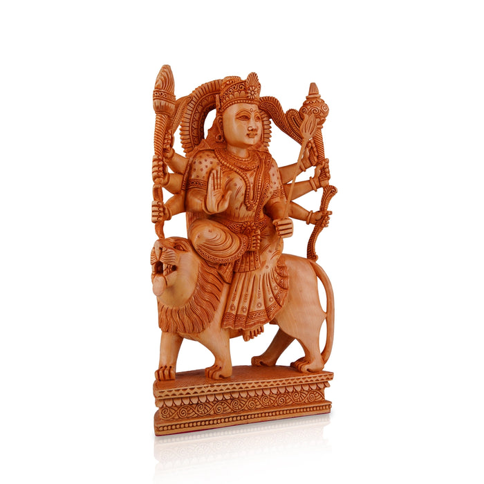 Durga Murti - 10 x 7.5 Inches | Wooden Statue/ Durga Idol/ Durga Statue for Pooja - Wooden Murties