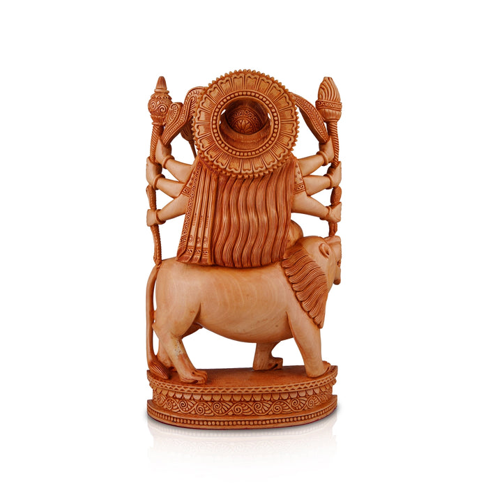 Durga Murti - 10 x 7.5 Inches | Wooden Statue/ Durga Idol/ Durga Statue for Pooja - Wooden Murties