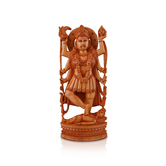 Kali Murti - 12 x 5 Inches | Kali Amman/ Wooden Statue/ Kali Statue for Pooja