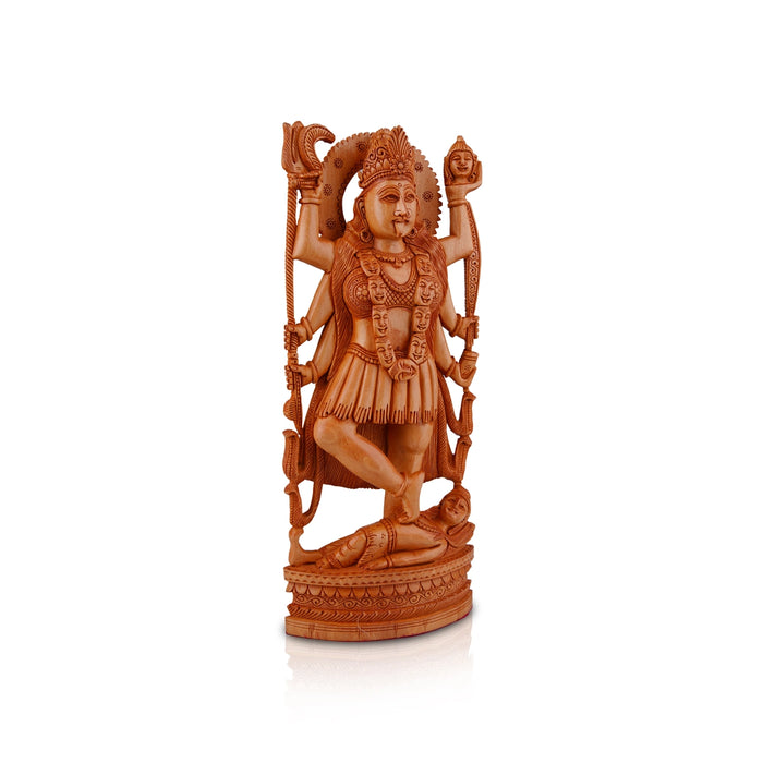 Kali Murti - 12 x 5 Inches | Kali Amman/ Wooden Statue/ Kali Statue for Pooja