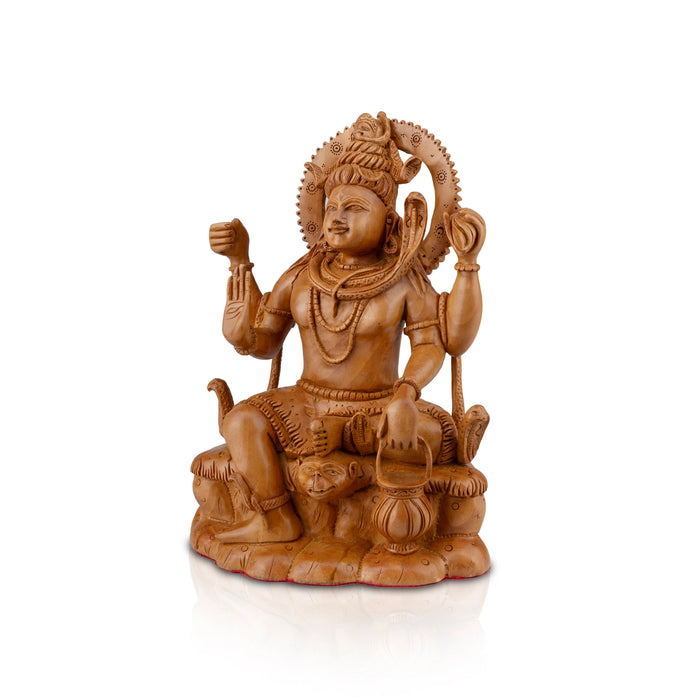 Shivan Statue - 10 x 7 Inches | Sitting Shiva Idol/ Wooden Statue for Pooja