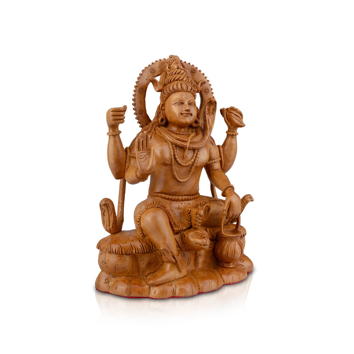 Shivan Statue - 10 x 7 Inches | Sitting Shiva Idol/ Wooden Statue for Pooja