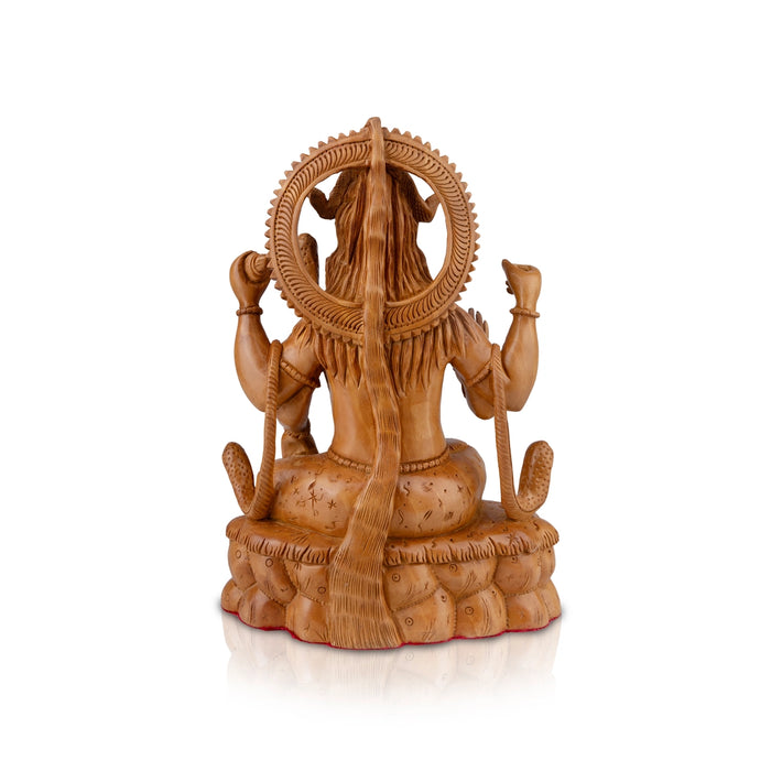 Shivan Statue - 10 x 7 Inches | Sitting Shiva Idol/ Wooden Statue for Pooja