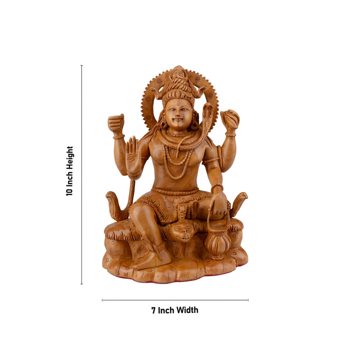 Shivan Statue - 10 x 7 Inches | Sitting Shiva Idol/ Wooden Statue for Pooja