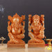 Laxmi Ganesh Murti Pair - 8 x 4.5 Inches | Wooden Statue/ Lakshmi Ganesh Murti/ Ganesh Lakshmi Idol for Pooja - Wooden Murties