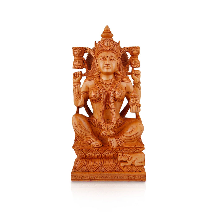 Laxmi Ganesh Murti Pair - 12 x 6 Inches | Sitting Lakshmi Ganesh Idol/ Wooden Statue/ Ganesh Lakshmi Murti for Pooja - Wooden Murties