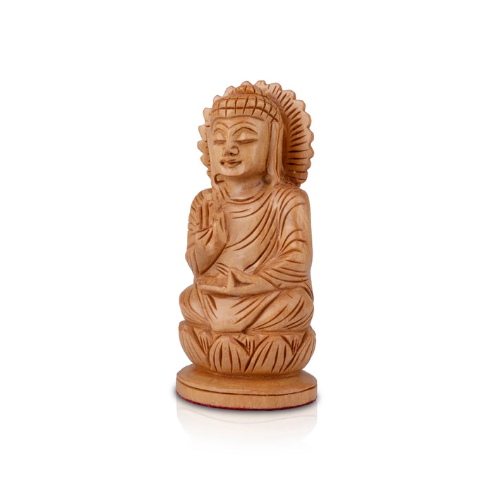 Buddha Statue - 4 x 2 Inches | Buddha Murti/ Buddha Idol/ Wooden Statue for Home/ 60 Gms