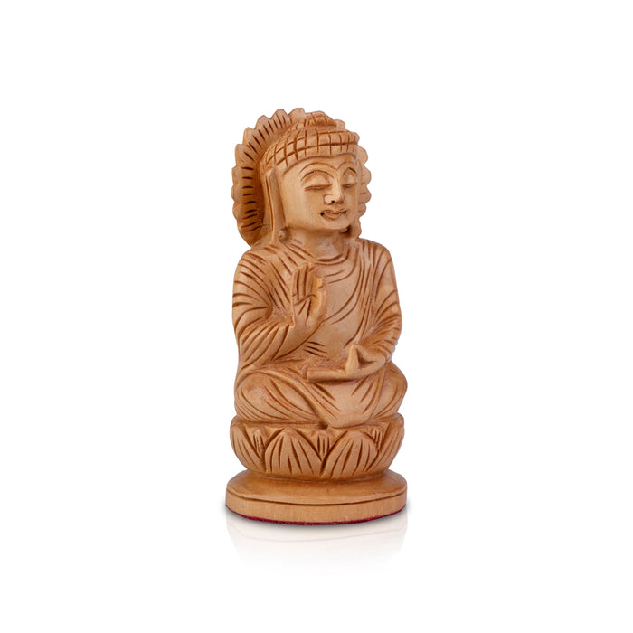 Buddha Statue - 4 x 2 Inches | Buddha Murti/ Buddha Idol/ Wooden Statue for Home/ 60 Gms