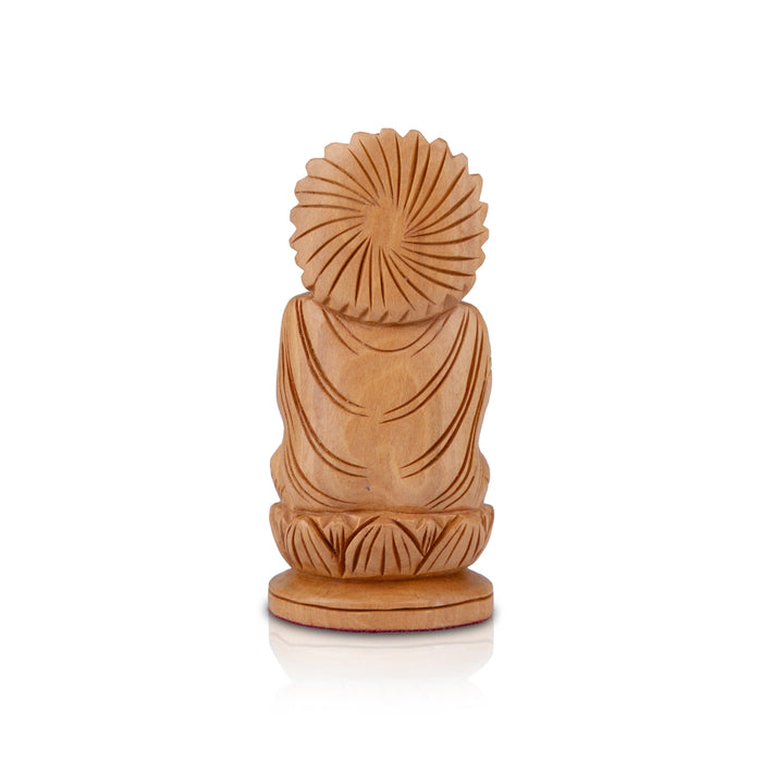 Buddha Statue - 4 x 2 Inches | Buddha Murti/ Buddha Idol/ Wooden Statue for Home/ 60 Gms