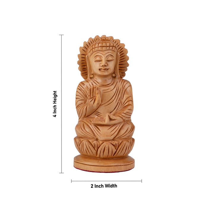 Buddha Statue - 4 x 2 Inches | Buddha Murti/ Buddha Idol/ Wooden Statue for Home/ 60 Gms