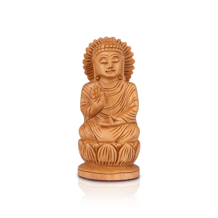 Buddha Statue - 5 x 2.5 Inches | Buddha Murti/ Buddha Idol/ Wooden Statue for Home/ 110 Gms