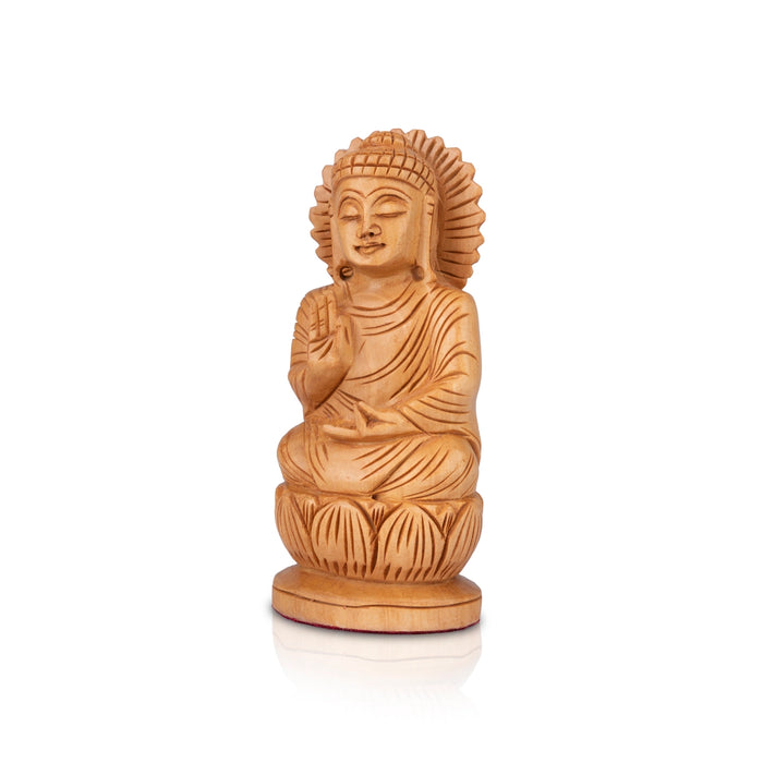 Buddha Statue - 5 x 2.5 Inches | Buddha Murti/ Buddha Idol/ Wooden Statue for Home/ 110 Gms